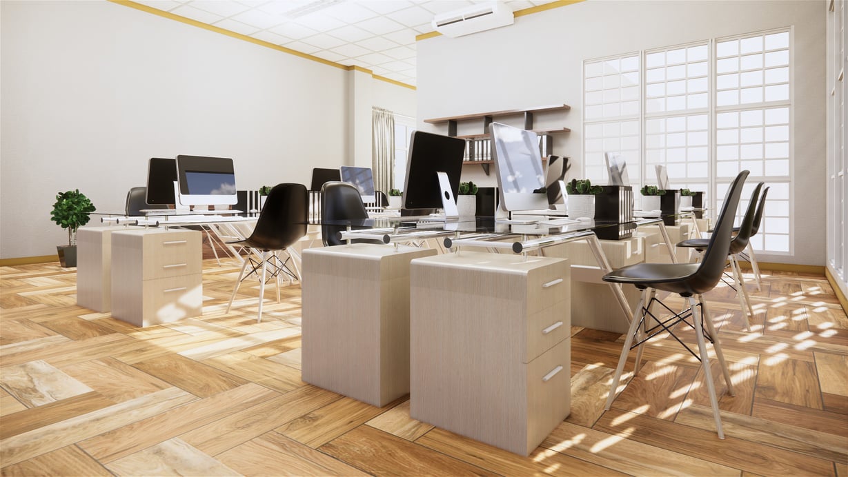 Big Room Office with Desks and Chairs Set-up